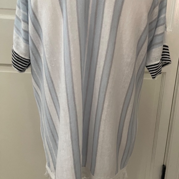 Lisa Todd Knit Short sleeve Sweater Top Light Blue Gray White Size XL - Picture 6 of 7